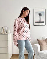 Longsleeve mit Dots Rosa/Braun