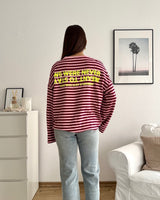 Longsleeve Moment mit Streifen Weinrot