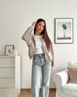 Bomberjacke mit Kragen Taupe