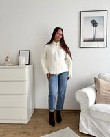 Strickjacke mit Zipper Creme