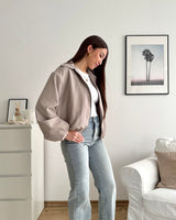 Bomberjacke mit Kragen Taupe