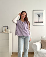 Kurze Teddy Weste mit Knopfleiste Pastell Flieder