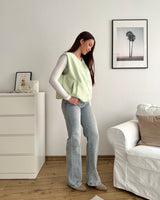 Kurze Teddy Weste mit Knopfleiste Pastell Mint