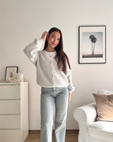 Feine Strickjacke Hellgrau