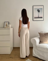 Stoffhose gestreift Beige