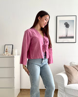 Leinenbluse mit Schleifen Altrosa