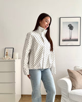 Jacke mit hohem Kragen Dots Weiß