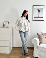 Jacke mit hohem Kragen Dots Weiß