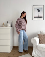 Strickpullover gestreift Braun/Rosa