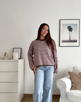 Strickpullover gestreift Braun/Rosa