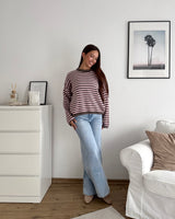 Strickpullover gestreift Braun/Rosa