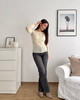 Dünnes Longsleeve Basic Gelb