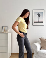 T-Shirt mit Raffung gestreift Strick Gelb