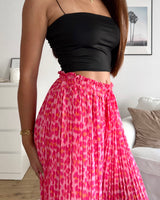 Plissee Hose mit Leomuster Pink