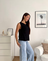 Strickshirt Ärmellos Schwarz