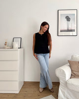 Strickshirt Ärmellos Schwarz