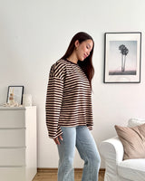 Longsleeve mit Streifen Braun/Creme