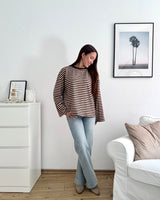 Longsleeve mit Streifen Braun/Creme