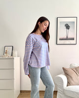 Longsleeve mit Streifen Rosa/Blau