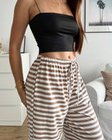 Stoffhose gestreift Camel