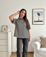 T-Shirt mit Streifen Schwarz/weiß