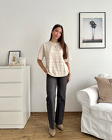 T-Shirt mit Streifen Beige/Weiß