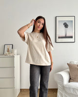 T-Shirt mit Streifen Beige/Weiß