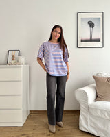 T-Shirt mit Streifen Blau/Rosa