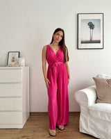 Plissee Jumpsuit Pink