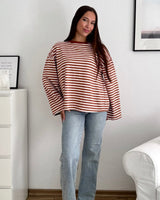 Longsleeve mit Streifen Rost/Weiß