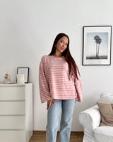 Longsleeve mit Streifen Camel/Rosa
