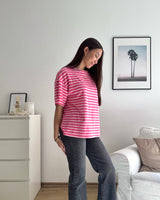 T-Shirt mit Streifen Pink/Rosa