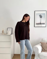 Longsleeve mit Streifen Schwarz/Braun
