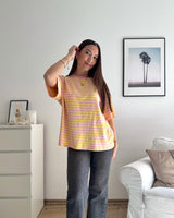 T-Shirt mit Streifen Gelb/Rosa