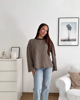 Longsleeve mit Streifen Schwarz/Creme