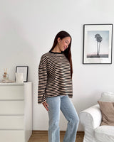 Longsleeve mit Streifen Schwarz/Creme