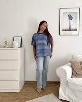 T-Shirt mit Streifen Blau/Hellblau