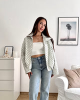 Jacke mit hohem Kragen Dots Creme