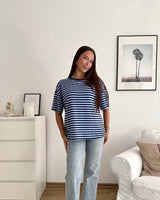 T-Shirt mit Streifen Blau/Hellblau