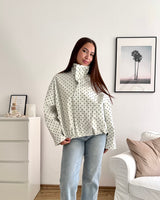 Jacke mit hohem Kragen Dots Creme