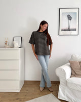 T-Shirt mit Streifen Schwarz/Olive