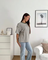 T-Shirt mit Streifen Olive/Weiß