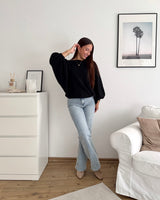 Ballon Strickpullover Schwarz