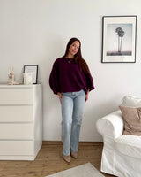 Ballon Strickpullover Weinrot