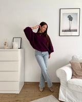 Ballon Strickpullover Weinrot