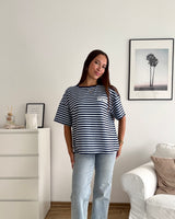 T-Shirt Creative my Services mit Streifen Blau