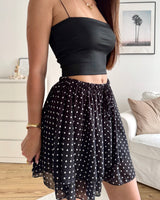 Rüschen Skort mit Dots Schwarz/Weiß