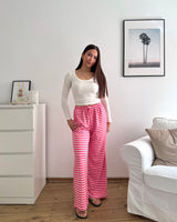 Stoffhose gestreift Rosa/Pink