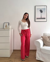 Stoffhose gestreift Pink/Rot
