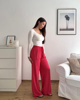 Stoffhose gestreift Pink/Rot